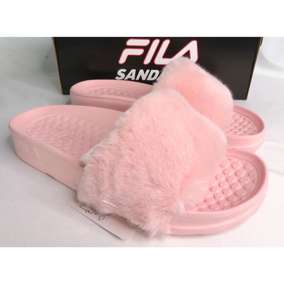 New FILA Pink Furry Chic Women's Slide Sandals Sz 8 EU 39 - Picture 2 of 10